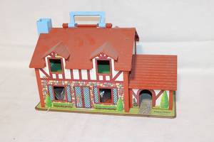 lot 32 image: Vintage Fisher-Price Tudor House Playset