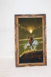 lot 46 image: Vintage Minse Painting of Native American on Horse