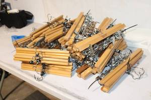 lot 47 image: Bulk Lot of Christopher & Banks Wooden Pant Hangers