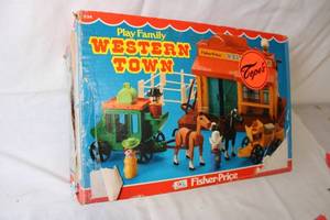 lot 62 image: Vintage 1982 Fisher-Price Western Town Playset