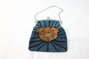 lot 92 image: Vintage Beaded Evening Purse with Dragon and Floral Design