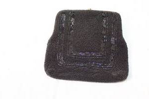 lot 94 image: Vintage Black Beaded Evening Clutch Purse