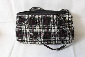 lot 144 image: Chic Tartan Plaid Fabric Handbag with Metal Charm