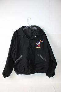 lot 156 image: Vintage 1992 Disney Leather Trim Jacket with Mickey Mouse Embroidery