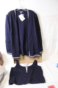 lot 195 image: St. John Collection Navy Cardigan and Tank Set - Sizes 14 & L