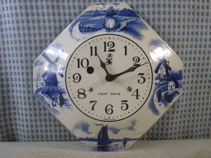 (FS) Vintage Delft Blue 8-Day Dutch...