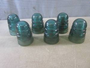 (BSB) 6 Vintage Green Glass Insulat...
