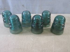 (BSB) 6 Vintage Green Glass Insulat...