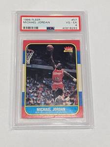 Iconic Michael Jordan Rookie RC 1986 Fleer No. 57, PSA Graded 4 VG-EX