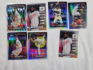 lot 12 image: Lot of 7 Minnesota Twins Refractors and Prospects - Kody Funderburk, Jordan Balazovic, Kaelen Culpepper, Carlos Correa, Austin Martin