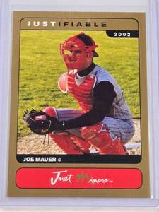 lot 51 image: Joe Mauer 2002 Gold Rookie - Justifiable Just Minors Bonus
