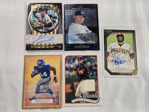 lot 56 image: Lot of 5 Relics and Autos - Hoy Park Thick Card Auto, Brandon Crawford Relic, Sean Henn Rookie Auto, Andre Williams Rookie Auto, Jorge Ona Auto