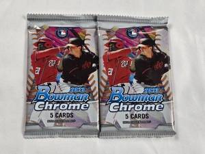 lot 70 image: Lot of 2 Packs of 2023 Bowman Chrome Baseball Cards