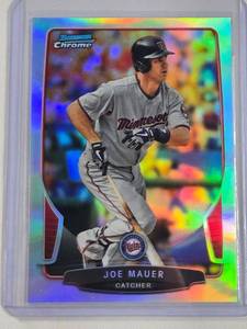 lot 73 image: Joe Mauer 2013 Bowman Chrome Refractor #138