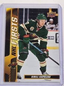 lot 81 image: Kirill Kaprizov 2020-21 Upper Deck NHL Firsts No. NF-28