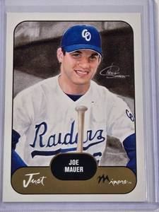 lot 82 image: Joe Mauer Rookie 2002 Just Minors Prototype Baseball Card No. JPP10