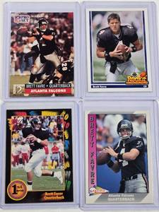 lot 115 image: Lot of 4 Brett Favre Rookie Cards