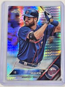 lot 129 image: Joe Mauer 2016 Topps Chrome Prism Refractor No. 82