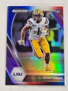 lot 133 image: JaMarr Chase Rookie 2021 Panini Prizm Refractor LSU 2021 No. 112