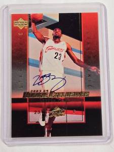 lot 154 image: REPRINT LeBron James 2003-04 Upper Deck Rookie Exclusives No. A1 REPRINT