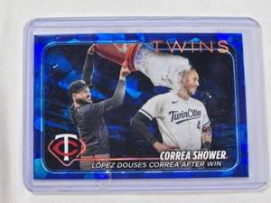 lot 159 image: 2024  Correa Shower  Lopez Douses Correa Topps Chrome Sapphire No. 155