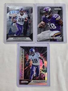 lot 166 image: Lot of 3 Adrian Peterson Panini Prizm Cards
