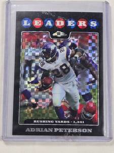 lot 183 image: Adrian Peterson 2008 Xfractor Topps NFL Rushing Leaders Card No. TC125