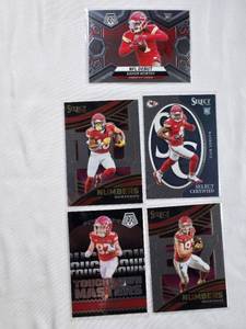 lot 192 image: Lot of 5 Kansas City Chiefs Chrome Cards - Xavier Worthy Rookie, Isiah Pacheco, Rasheed Rice Rookie, Travis Kelce