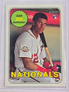lot 196 image: Juan Soto 2018 High Number SP Rookie Card Topps Heritage No. 502