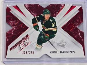 lot 202 image: Kirill Kaprizov Rookie Red Die Cut SP Radiance FX No. RFX-40, Numbered 219349