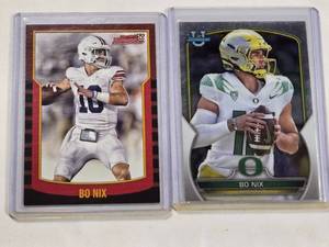 lot 221 image: Lot of 2 Bo Nix Football Rookie Cards 2022 Bowman U No. 61, Bowman U No. 2KB-7