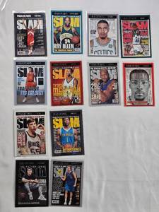 lot 227 image: Lot of 12 NBA SLAM Magazine Card Collection Including Dirk, Luca, Kawhi, Shaq and More