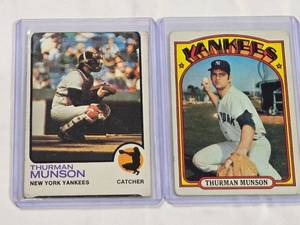 lot 238 image: Lot of 2 Thurman Munson Cards - 1972 No. 441, 1973 No. 142