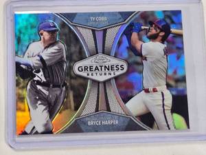lot 243 image: Ty Cobb and Bryce Harper Greatness Returns Topps Chrome Refractor No. GRE-7