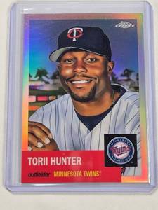 lot 261 image: Torii Hunter 2022 Topps Chrome Refractor No. 46 Numbered 1075