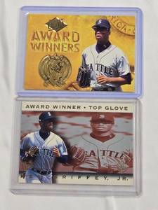 lot 268 image: Lot of 2 Ken Griffey Jr. Inserts - Top Glove Award Winners