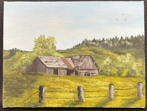 lot 129 image: Original Oil Painting Old Family Homestead by K. Herman - Signed