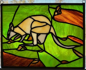lot 169 image: Original Stained Glass Hanging Art - Kangaroo