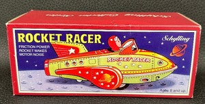 lot 23 image: Vintage Schylling Collector Series Tin Rocket Racer - Friction Powered Rocket - Makes Motor Noise