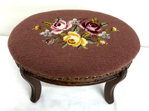 lot 141 image: Vintage Needlepoint Stool