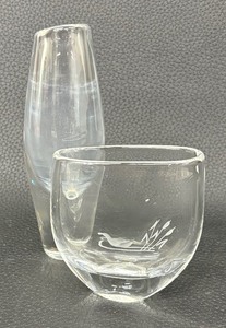 lot 121 image: Two Vintage Orrefors Crystal Vases