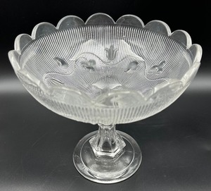 lot 96B image: Antique Flint Glass Bellflower Single Vine Compote - Mid 1800s