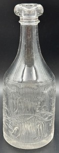 lot 36B image: Antique Flint Bellflower Double Stem Decanter with Rounded Top - Mid 1800s