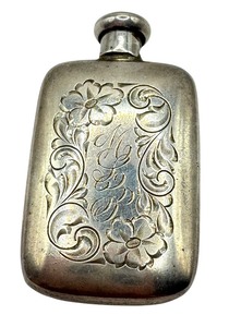 lot 57J image: Antique Sterling Silver Miniature Perfume Bottle  Antique Sterling Silver Chatelaine Silver Perfume Bottle