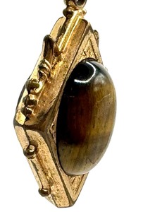 lot 97J image: Antique Gentlemans Double Sided Watch Fob Chain   Antique Onyx and Tigers Eye Double Sided Watch Fob Chain