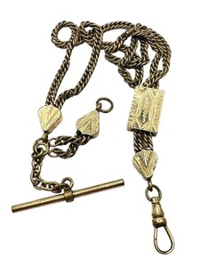 lot 10J image: Antique English Smith and Ewen Gold Filled Slide Watch Fob Chain