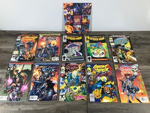lot 260 image: Lot of 10 Marvel Comic Books & 1 Sheet of Marvel Cards - Ghost Rider - Spider-Man - Spirits of Vengeance