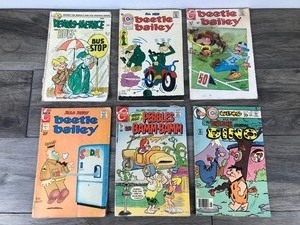 lot 265 image: Lot of 6 Vintage Charlton Comics - Beetle Bailey - Dennis the Menace -,Flintstones -