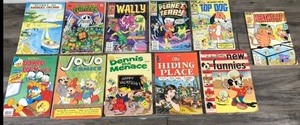 lot 287 image: Lot of 11 Comic Books - Donald Duck - Jo-Jo Comics - Dennis the Menace - The Hiding Place - Walter Lantz New Funnies (1947) - Secret of Animal Island - Teenage Mutant Ninja Turtles - Wally the Wizard - Planet Terry - Top Dog - Heathcliff