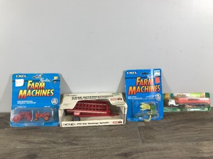lot 289 image: Farm Machinery Die Cast Toys and 1 Semi Still in the Original Packages